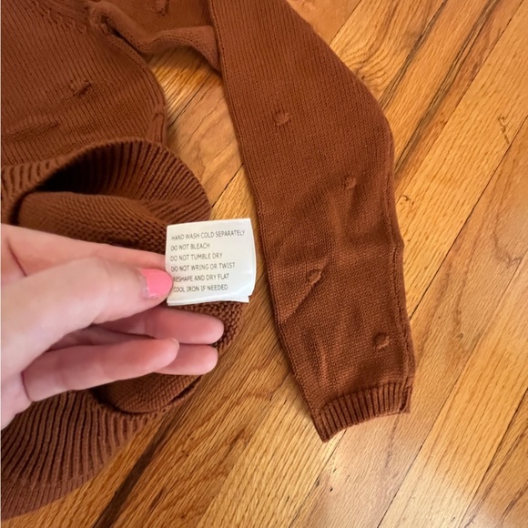 NWOT Roolee Pando Grove Knit Sweater with Polka Dot Embroidery in Burnt Orange - Picture 5 of 7